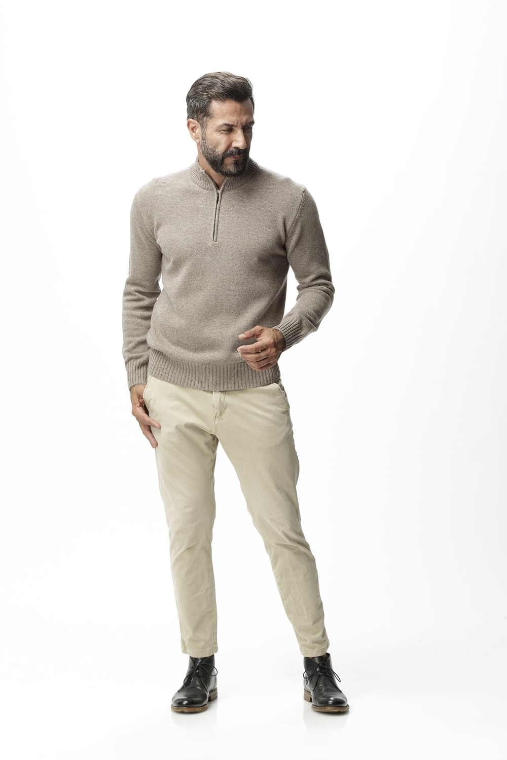 Lupetto Rasato Misto Cashmere con Zip