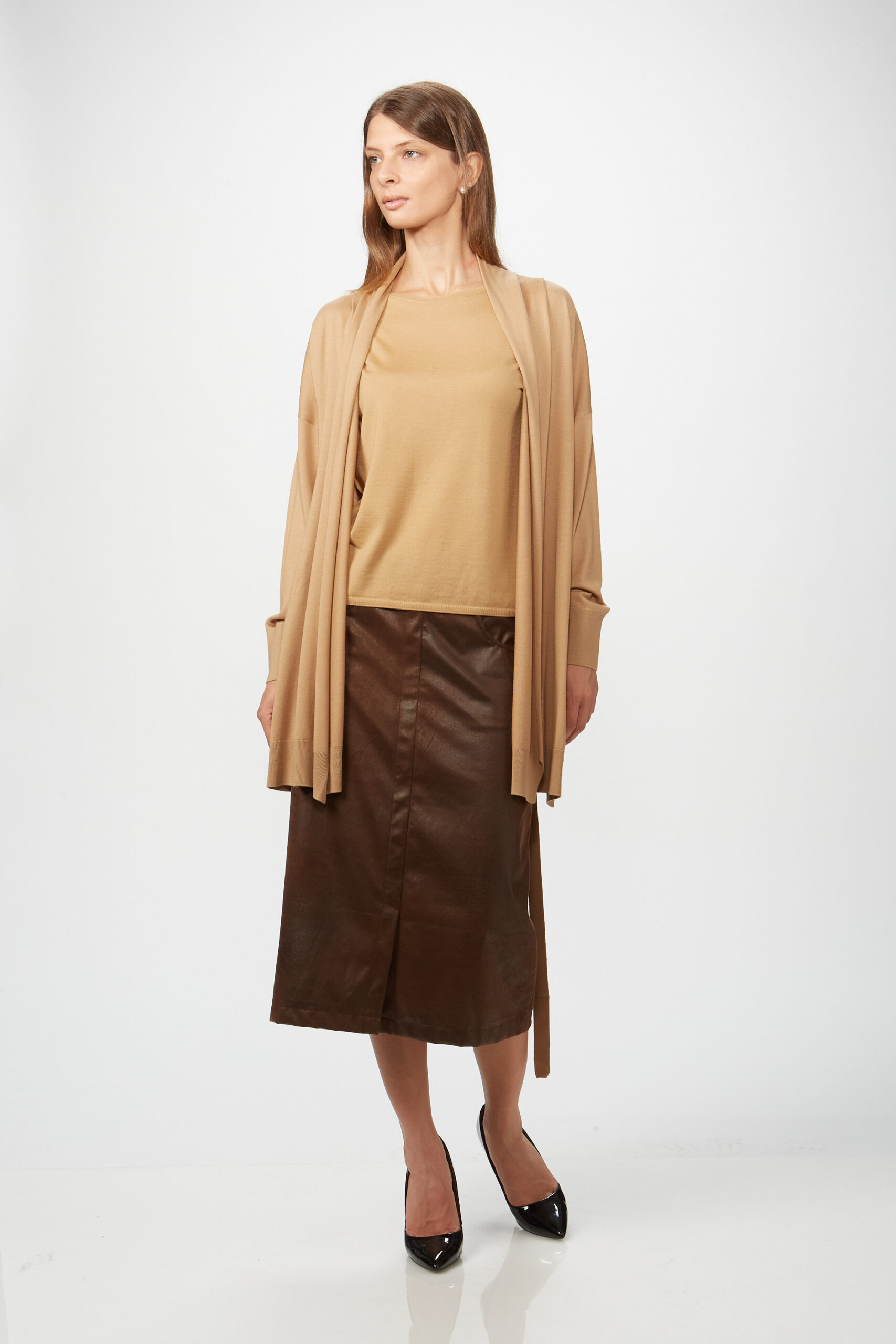 Cardigan Rasato in Lana con Coulisse