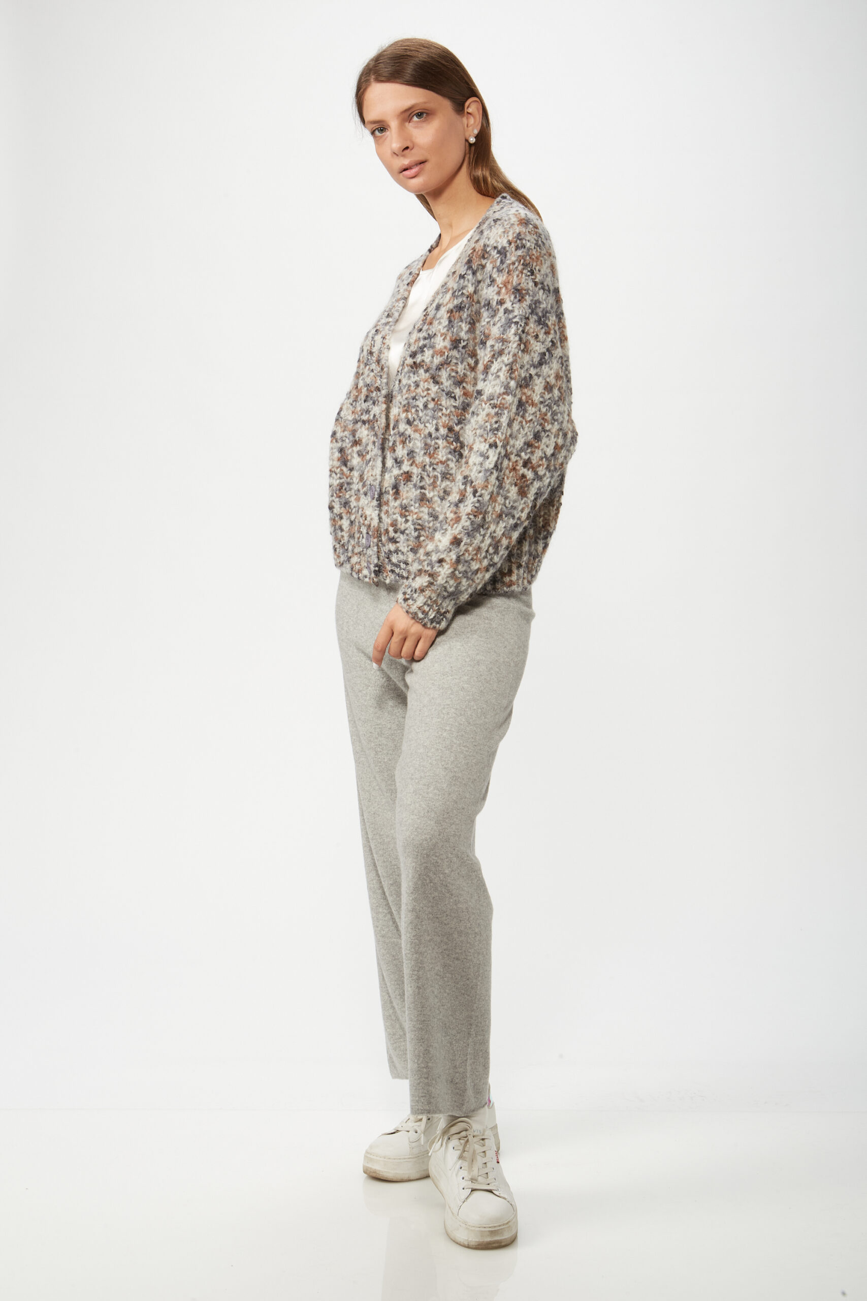 Cardigan in Lana e Mohair Filo Fantasia