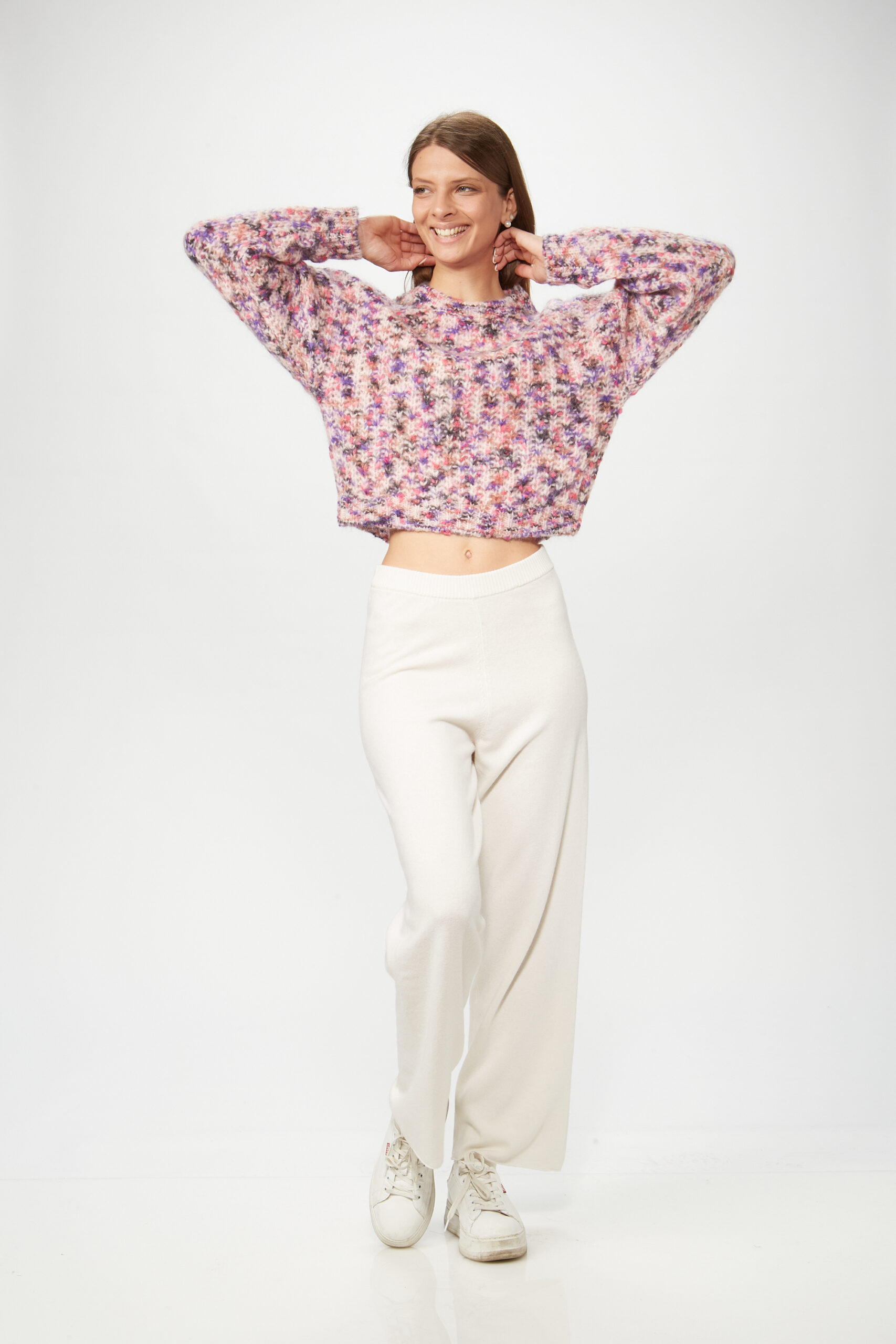 Girocollo in Lana e Mohair in Filo Fantasia