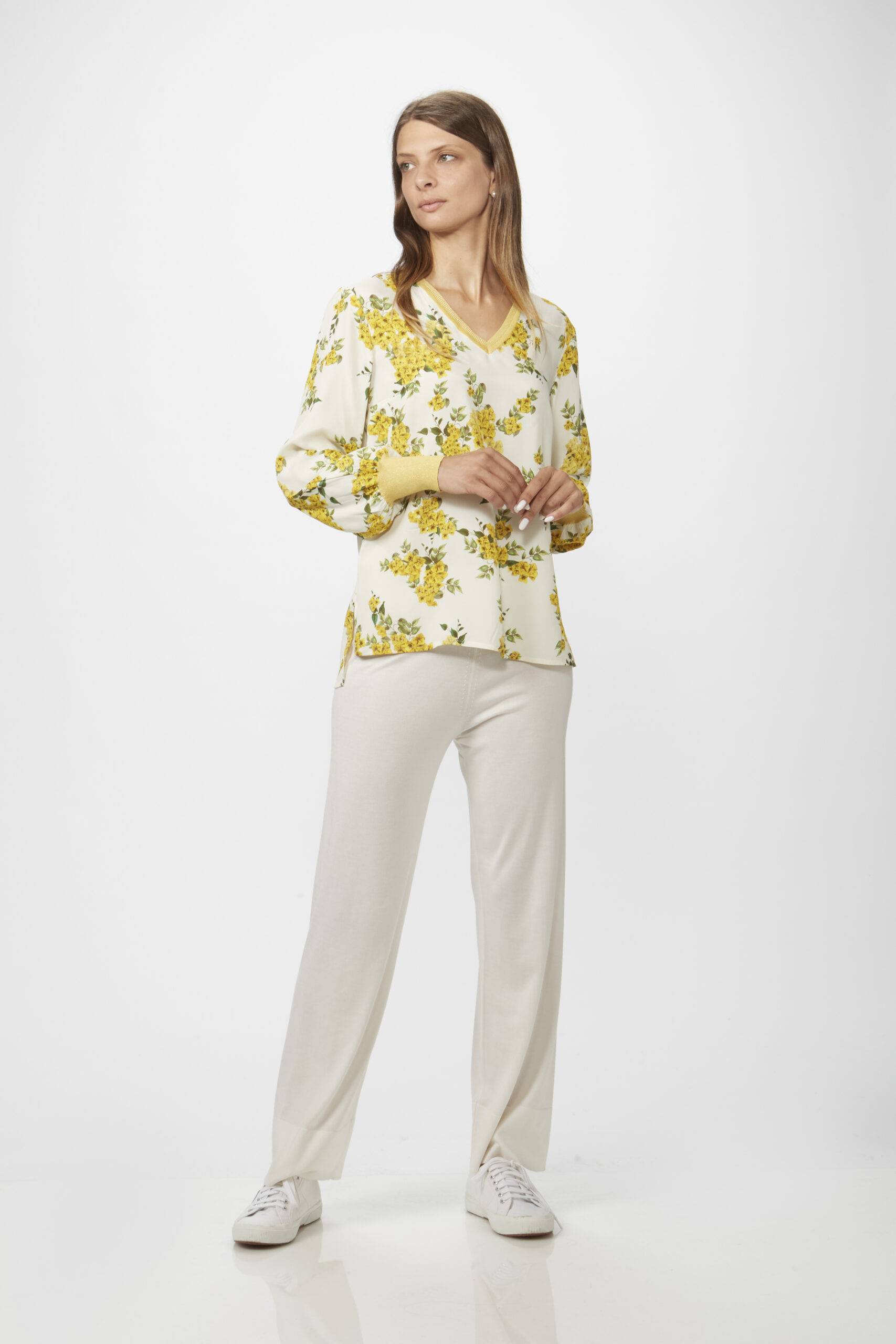 Camicia a Fantasia in Seta con Bordi Vanisè