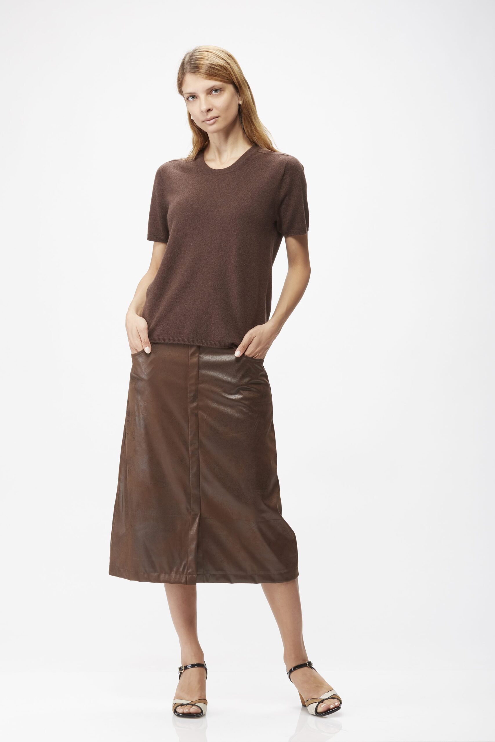 Girocollo Rasato in Cashmere Manica Corta