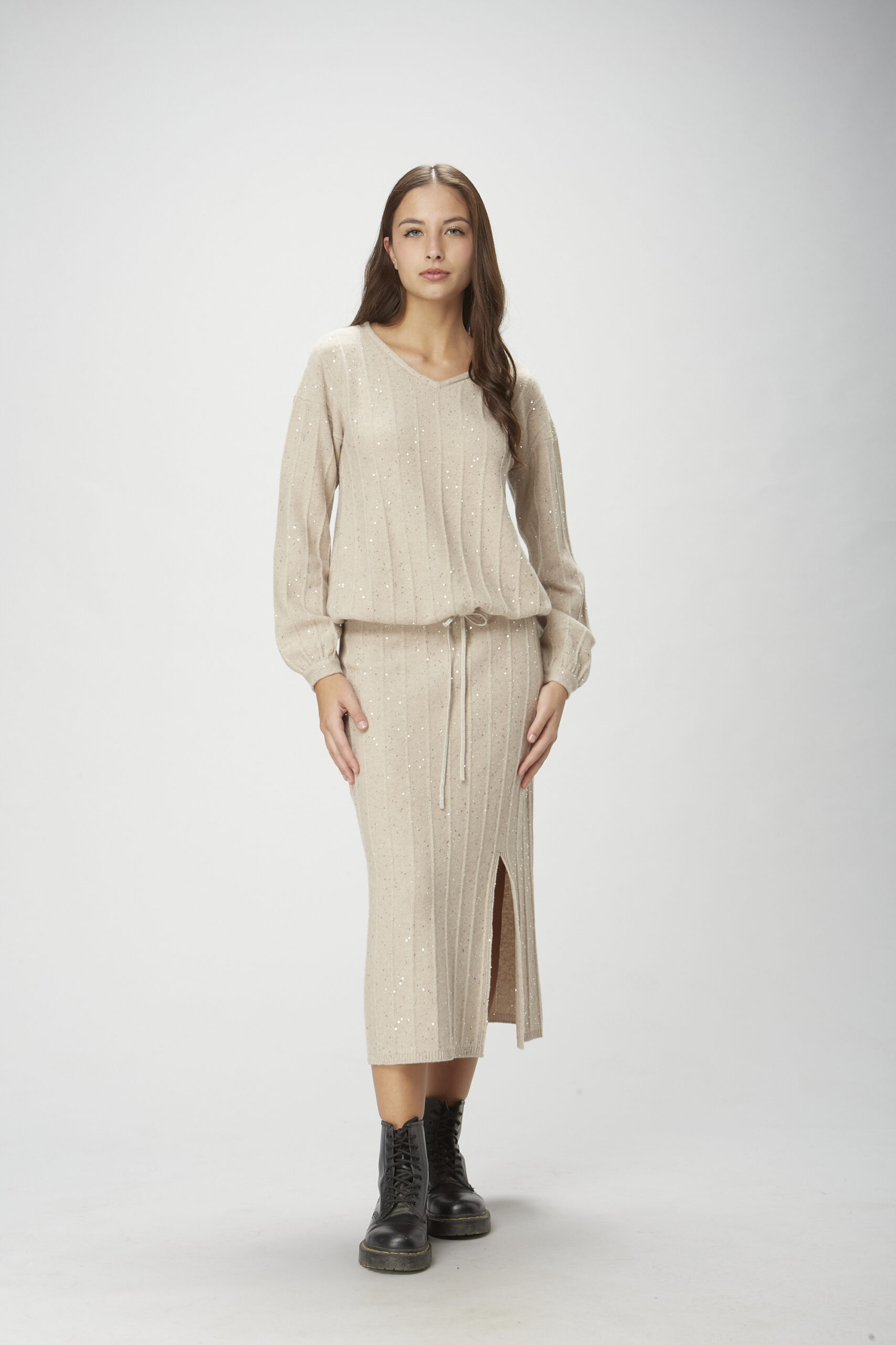 Sequin-Embellished Cashmere and Wool Midi Skirt