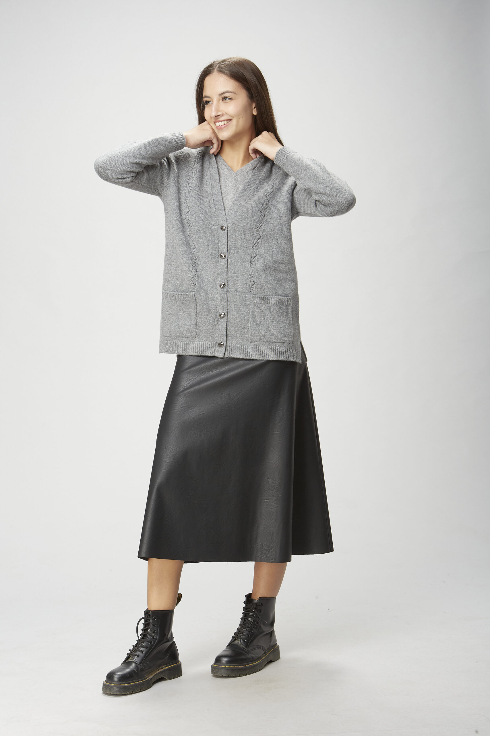 Openwork Corn Stitch Cashmere Cardigan